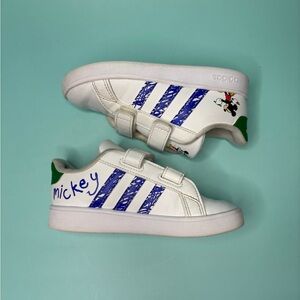 Adidas Kids White and Blue Mickey Sneakers